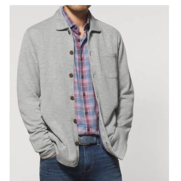 johnnie-O Other - $248 Johnnie-O Tudor Knit Sweater Button Up Jacket In Light Gray Size Small New